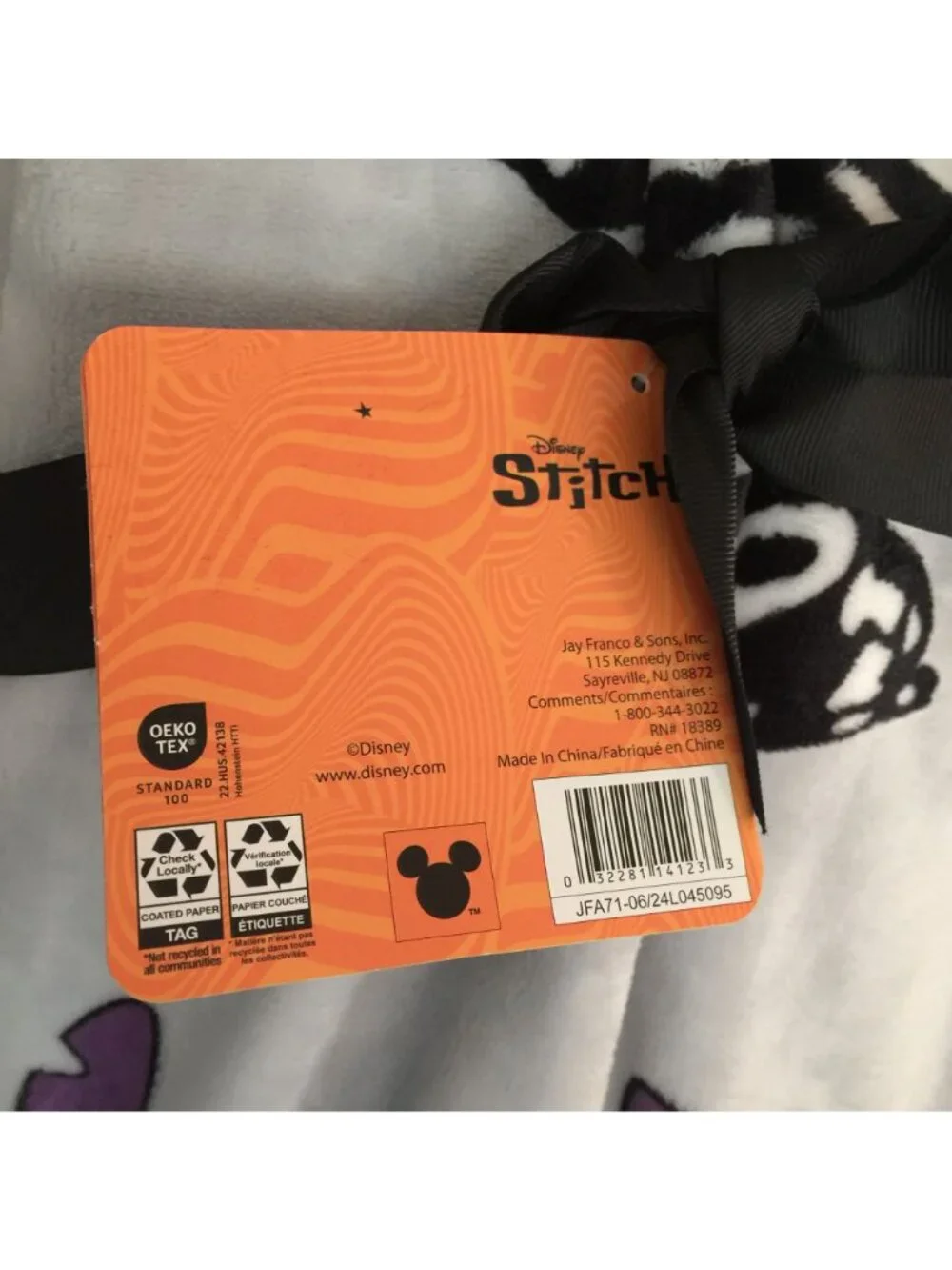 Disney Stitch Halloween Skeleton Plush Throw 60